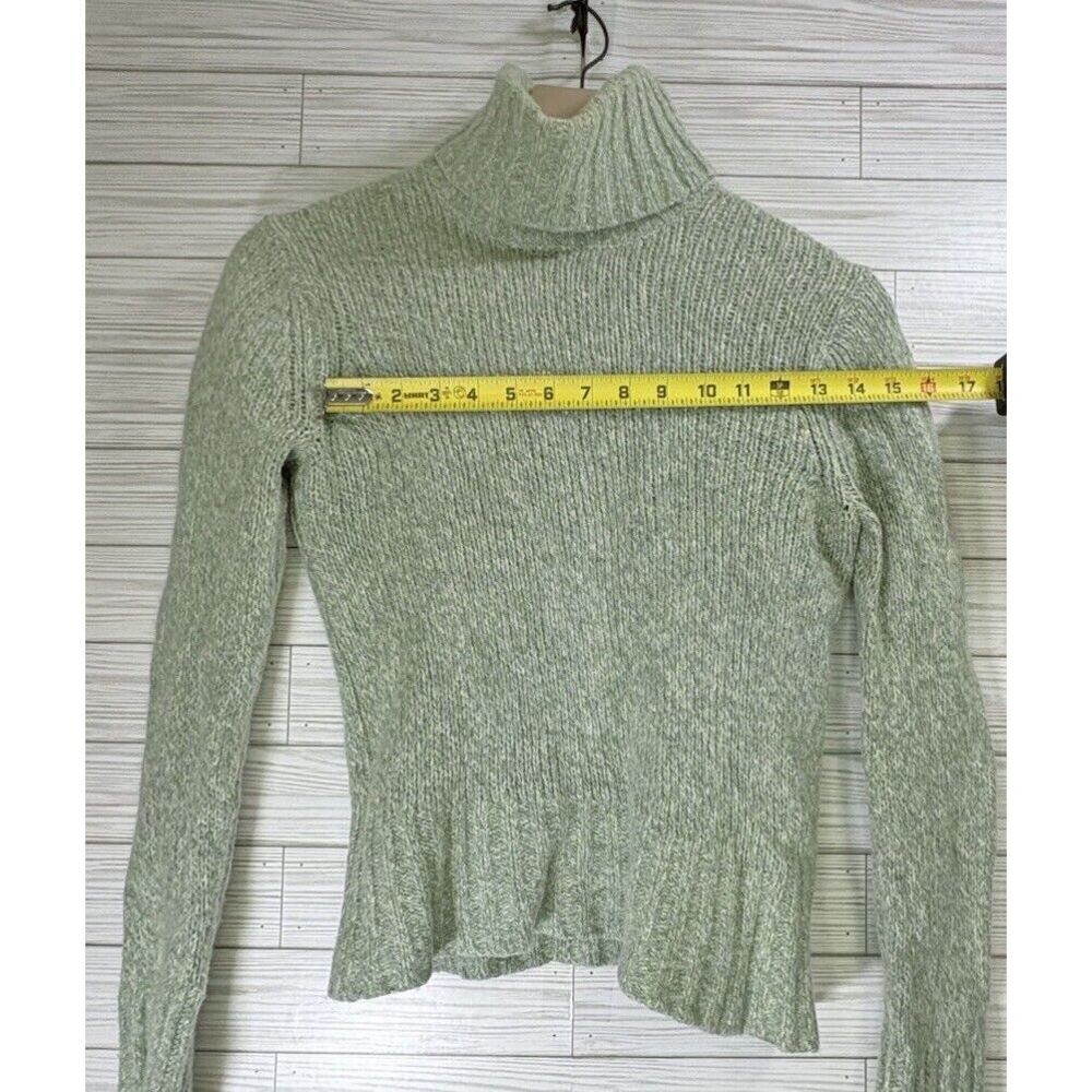 L.L.Bean Women's Chunky Wool Blend Turtleneck Pullover Sweater Size Medium Green - Picture 7 of 7